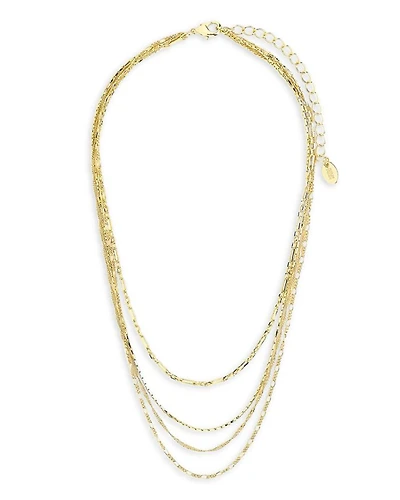 Multi Chain Layered Necklace, 19"