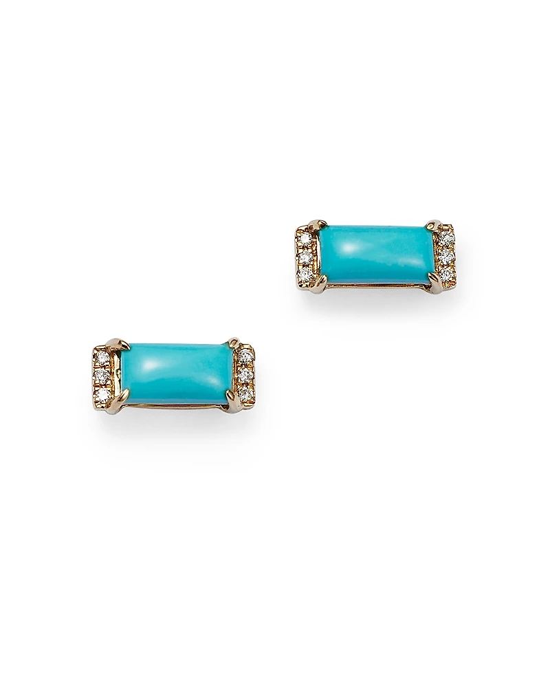 Bloomingdale's Fine Collection Turquoise & Diamond Accent Bar Stud Earrings