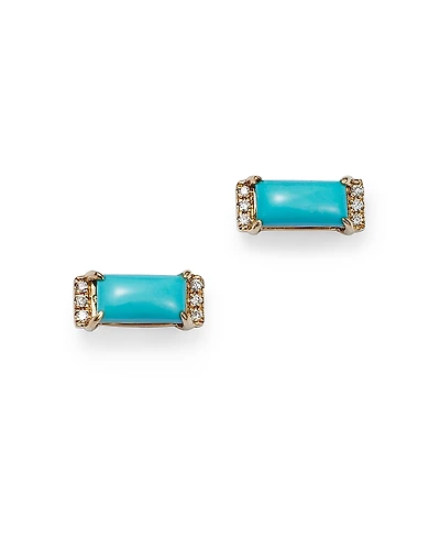 Bloomingdale's Fine Collection Turquoise & Diamond Accent Bar Stud Earrings