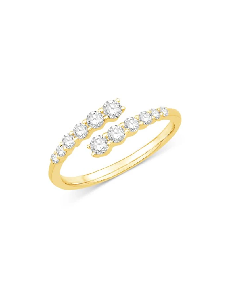 Diamond Bypass Ring in 14K Yellow Gold, 0.50 tcw