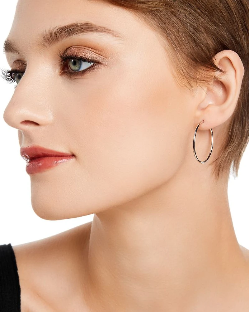 14K White Gold Endless Hoop Earrings