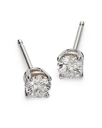 Colorless Certified Round Diamond Stud Earring 18K White Gold, 0.30-2.0 tcw