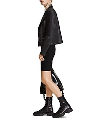 Cargo Quilted Leather Biker Jacket