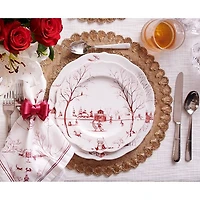 Country Estate Scallop Dinner Plate Winter Frolic, Christmas Eve Ruby