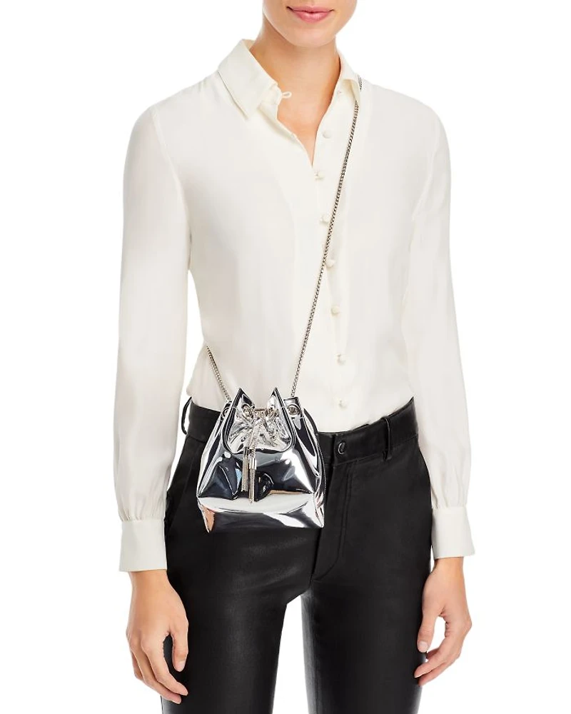 Bon Ring Handle Metallic Bucket Bag