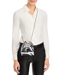 Bon Ring Handle Metallic Bucket Bag