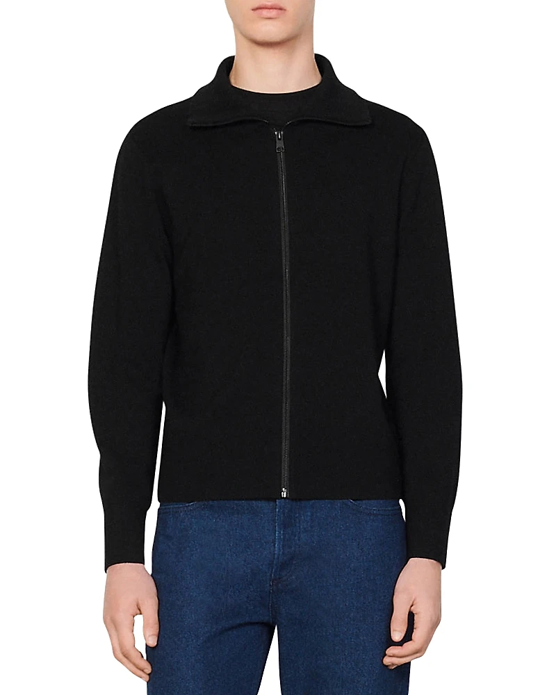 Sandro Zip Front Wool Cardigan