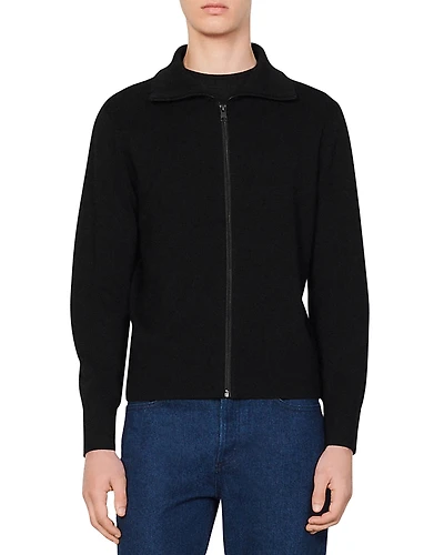 Sandro Zip Front Wool Cardigan