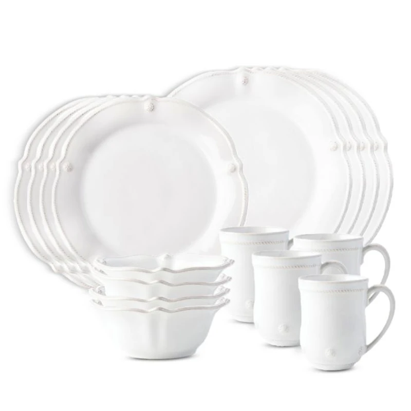 Berry & Thread Whitewash 16 Piece Dinnerware Set, Service for 4