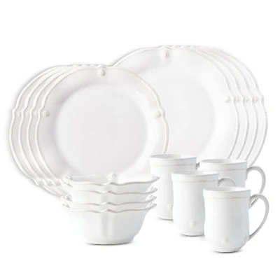 Berry & Thread Whitewash 16 Piece Dinnerware Set, Service for 4