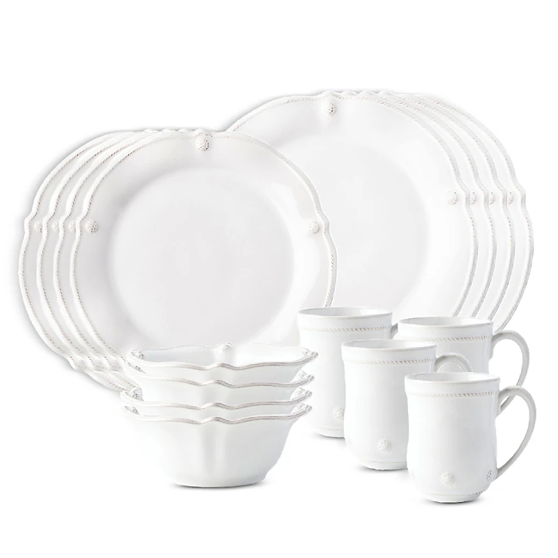 Juliska Berry & Thread Whitewash 16 Piece Dinnerware Set, Service for 4