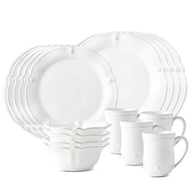 Juliska Berry & Thread Whitewash 16 Piece Dinnerware Set, Service for 4