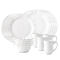 Juliska Berry & Thread Whitewash 16 Piece Dinnerware Set, Service for 4