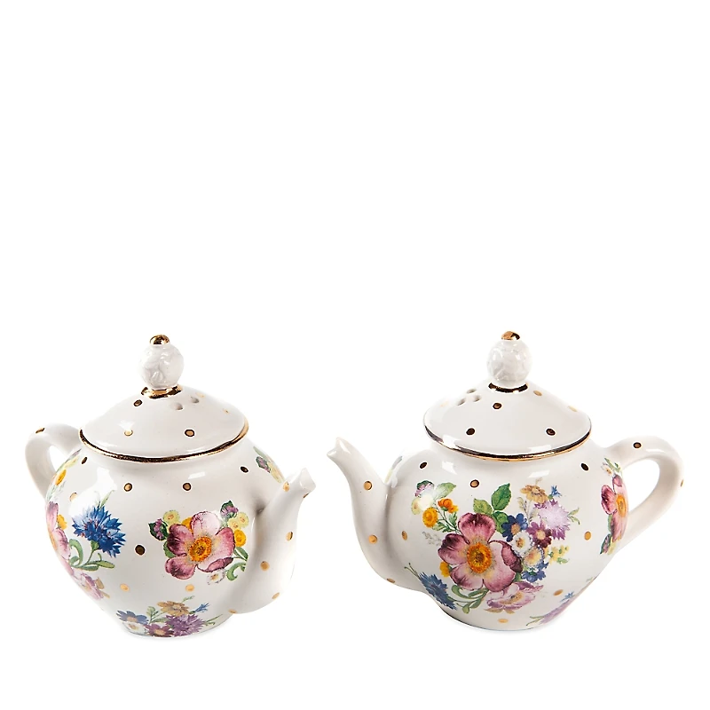 Mackenzie-Childs Flower Market Teapot Salt & Pepper Set