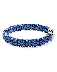 18K Yellow Gold & Sterling Silver Ultramarine Ceramic Bead Bracelet