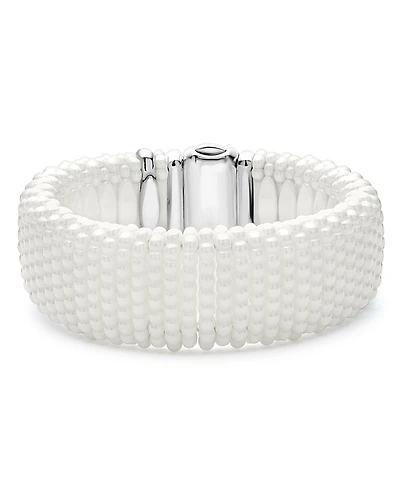 Lagos 18K Yellow Gold & Sterling Silver Wide White Ceramic Bead Bracelet