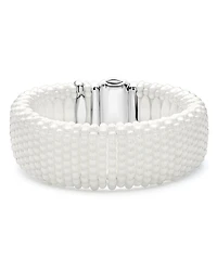 Lagos 18K Yellow Gold & Sterling Silver Wide White Ceramic Bead Bracelet