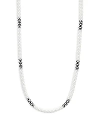Sterling Silver White Ceramic Bead Collar Necklace, 16"