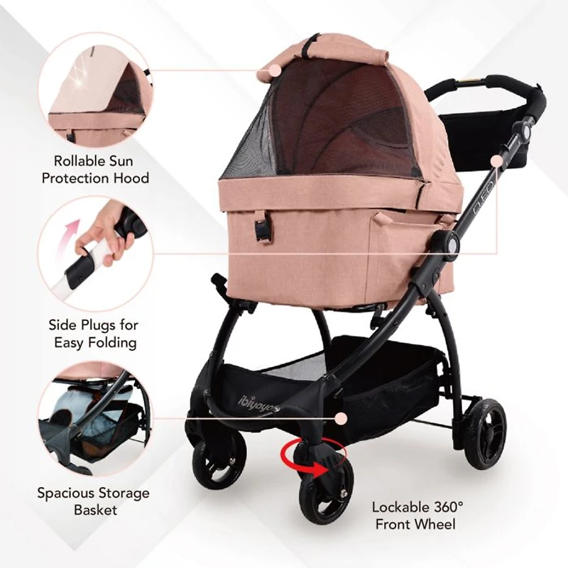 New Cleo Travel System Pet Stroller, 3-in-1 Dog Stroller, Pet Carrier, Dog Stroller