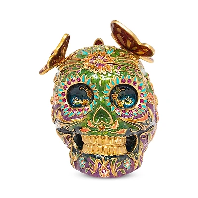 Jay Strongwater Skull with Butterflies Box