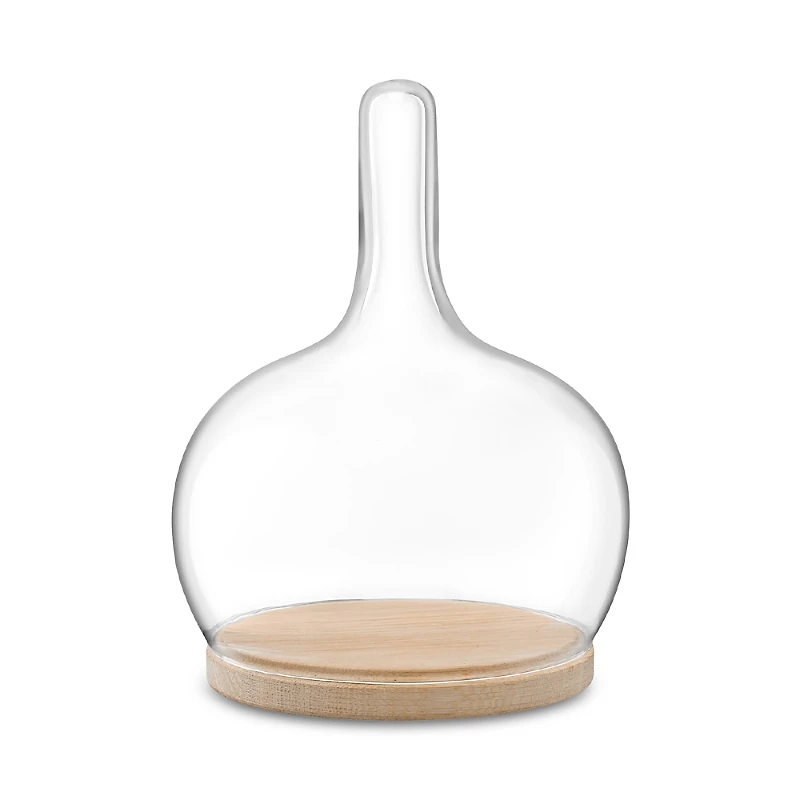 Lsa Glass Cloche Dome with Oak Base