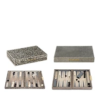 Bailey Brown Candy Striped Print Hair-On-Hide Backgammon Game Set, Small