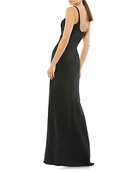 Sleeveless Crystal Scoop Neckline Column Gown