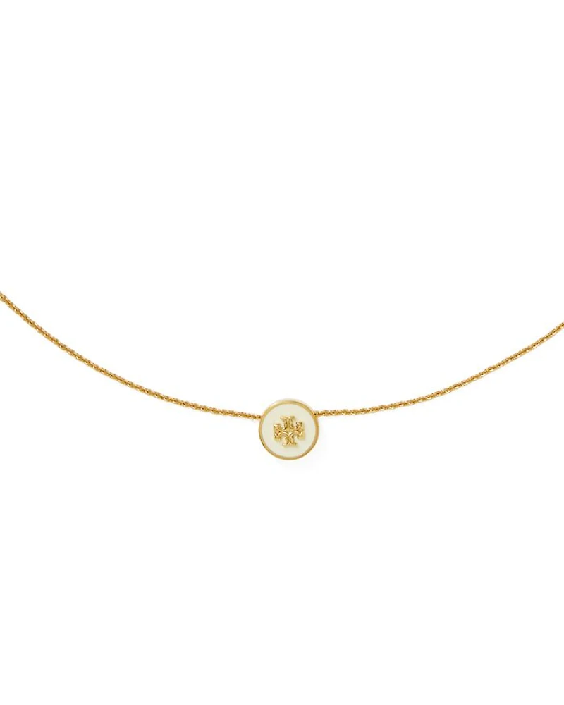Kira Logo Colored Disc Pendant Necklace, 15.94"-17.61"