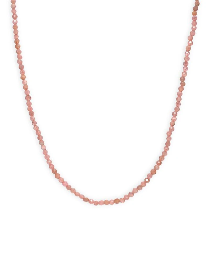 14K Yellow Gold Pink Rhodochrosite Collar Necklace, 14-16"