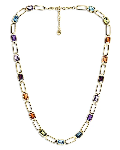 Bloomingdale's Fine Collection Multi Gemstone Paperclip Link Statement Necklace