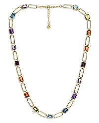 Bloomingdale's Fine Collection Multi Gemstone Paperclip Link Statement Necklace