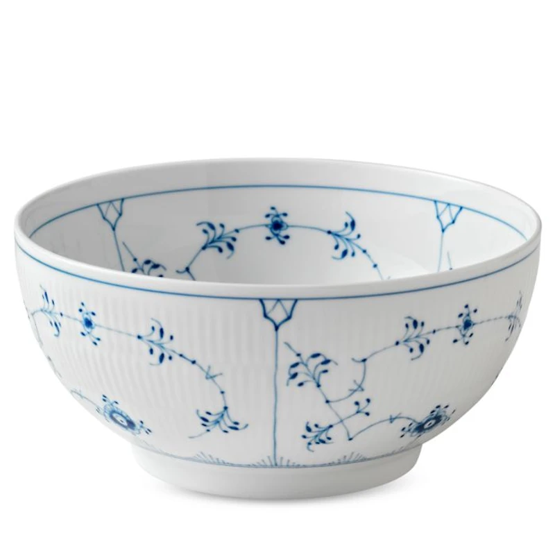 Blue Fluted Plain Round Bowl, Large