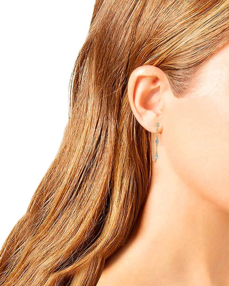 Stone Chain Front Back Earrings