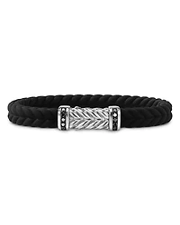 David Yurman Men's Sterling Silver Chevron Black Diamond Pave Woven Rubber Bracelet