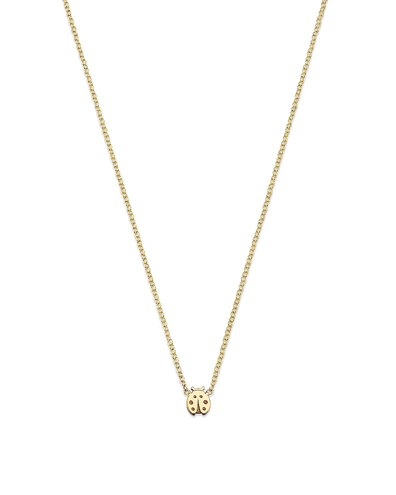 Zoe Chicco 14K Yellow Gold Itty Bitty Symbols Ladybug Pendant Necklace, 14-16