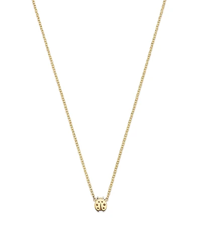 Zoe Chicco 14K Yellow Gold Itty Bitty Symbols Ladybug Pendant Necklace, 14-16