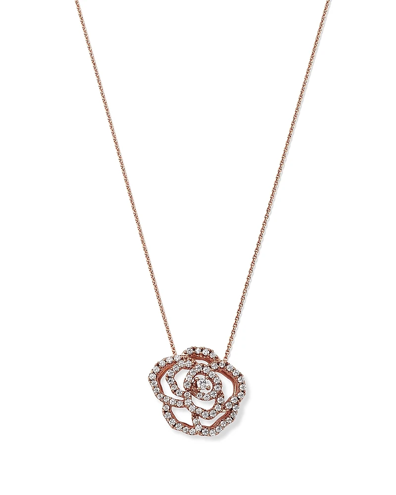 Bloomingdale's Fine Collection Diamond Rose Flower Pendant Necklace