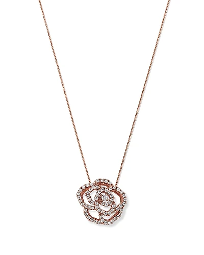 Bloomingdale's Fine Collection Diamond Rose Flower Pendant Necklace