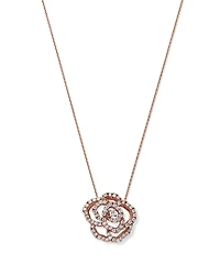 Bloomingdale's Fine Collection Diamond Rose Flower Pendant Necklace