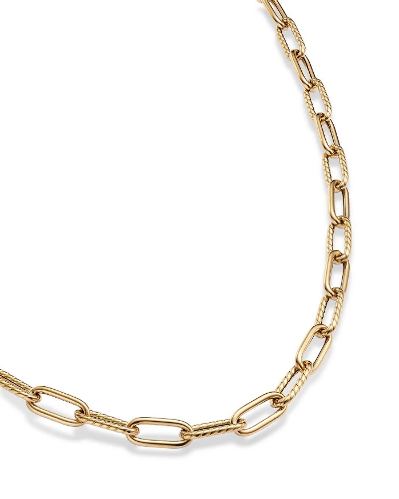 18K Yellow Gold Textured Link Chain Necklace