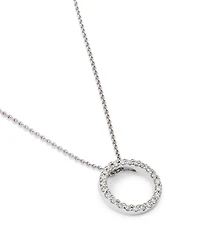 Roberto Coin 18K White Gold or Yellow and Diamond Extra Small Circle Necklace, 16"-18"