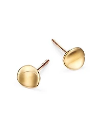 Curved Circle Stud Earrings in 14K Yellow Gold - Exclusive