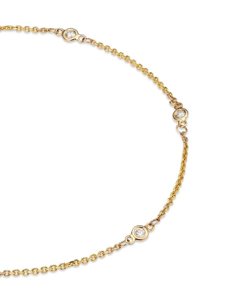 Diamond Station Bracelet in 14K Yellow Gold, 0.10 tcw