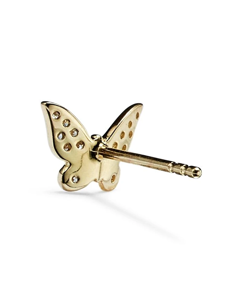 14K Yellow Gold Diamond Butterfly Earrings