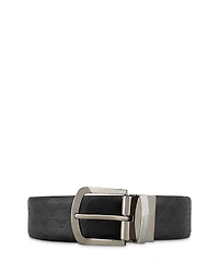 Emporio Armani Reversible Logo Embossed Leather Buckle Belt