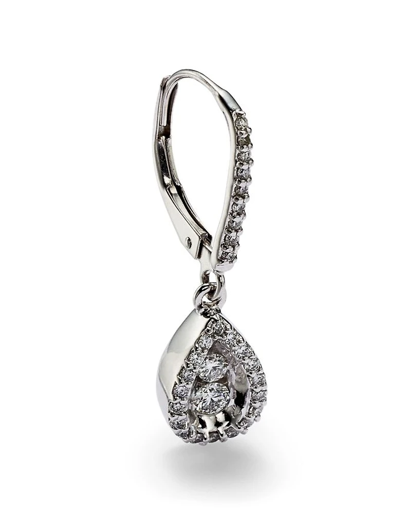 Diamond Drop Earrings in 14K White Gold