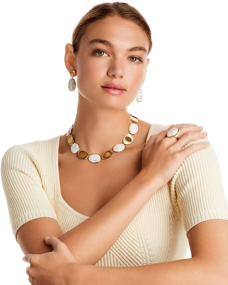18K Yellow Gold Lunaria Howlite Cocktail Ring - 150th Anniversary Exclusive