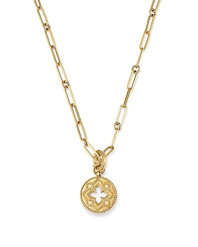 Roberto Coin 18K Yellow Gold Venetian Princess Diamond Open Floral Medallion Pendant Necklace, 19