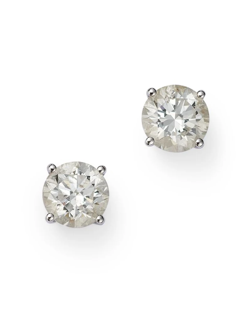 Colorless Certified Round Diamond Stud Earring 18K White Gold, 0.30-2.0 tcw
