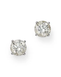 Colorless Certified Round Diamond Stud Earring 18K White Gold, 0.30-2.0 tcw